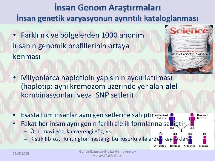 İnsan Genom Araştırmaları İnsan genetik varyasyonun ayrıntılı kataloglanması • Farklı ırk ve bölgelerden 1000