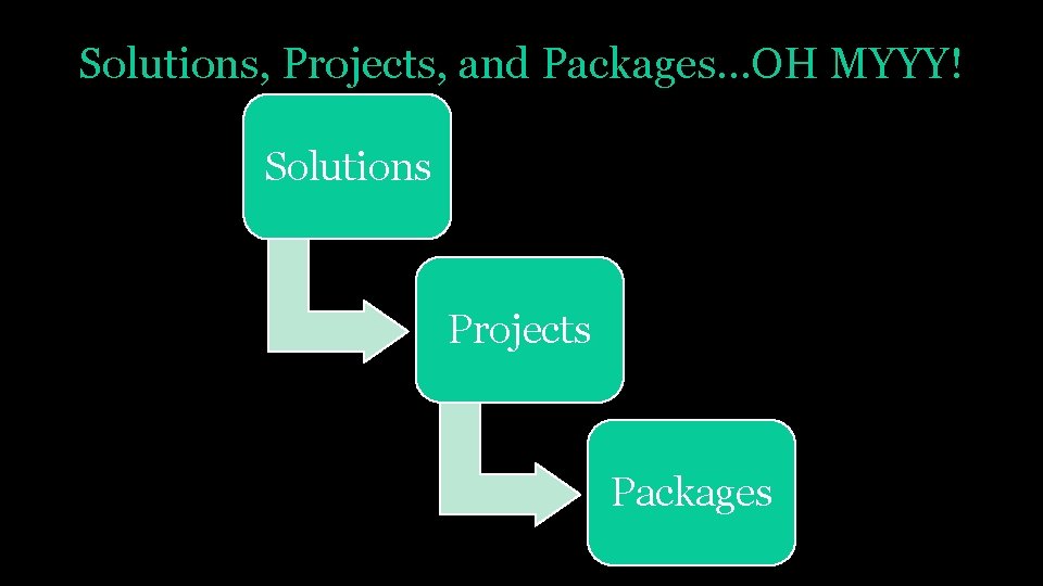 Solutions, Projects, and Packages…OH MYYY! Solutions Projects Packages 