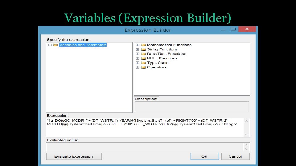 Variables (Expression Builder) 