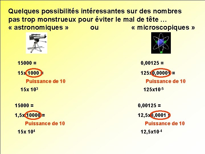 Quelques possibilités intéressantes sur des nombres pas trop monstrueux pour éviter le mal de