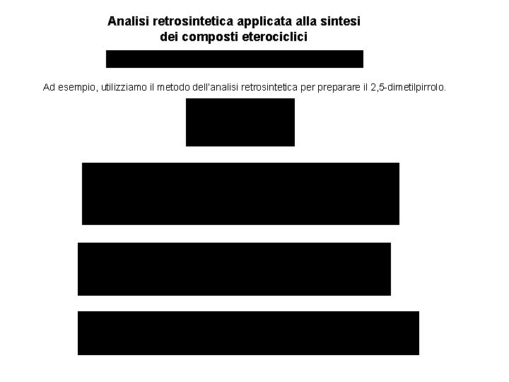 Analisi retrosintetica applicata alla sintesi dei composti eterociclici Ad esempio, utilizziamo il metodo dell’analisi