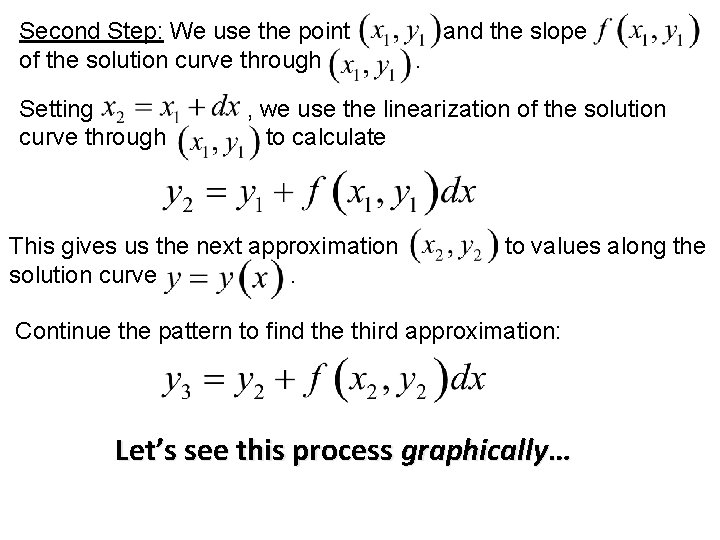 Second Step: We use the point of the solution curve through Setting curve through