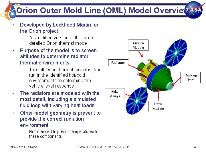 Orion Outer Mold Line (OML) Model Overview • Developed by Lockheed Martin for the