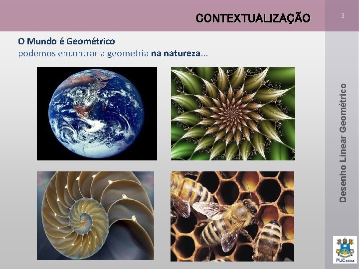 CONTEXTUALIZAÇÃO 3 Desenho Linear Geométrico O Mundo é Geométrico podemos encontrar a geometria na