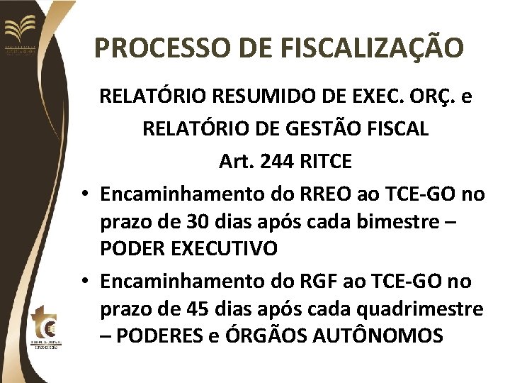 PROCESSO DE FISCALIZAÇÃO RELATÓRIO RESUMIDO DE EXEC. ORÇ. e RELATÓRIO DE GESTÃO FISCAL Art.