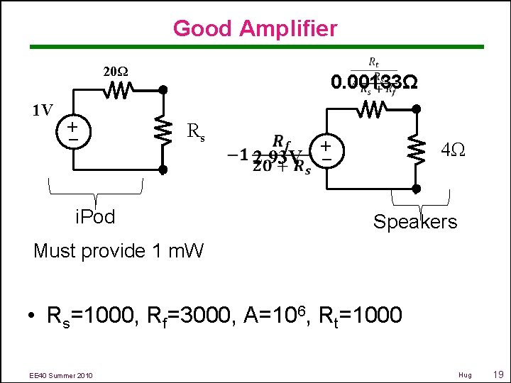 Good Amplifier 0. 00133Ω 20Ω Rs i. Pod 2. 93 V – + 1