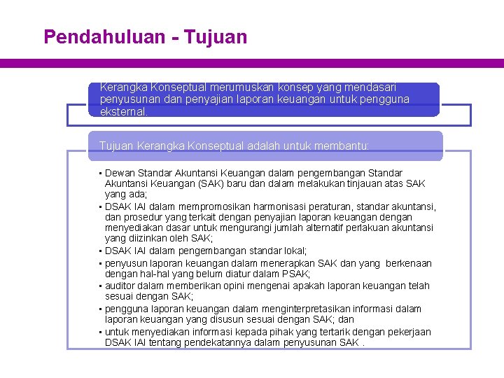 Pendahuluan - Tujuan Kerangka Konseptual merumuskan konsep yang mendasari penyusunan dan penyajian laporan keuangan