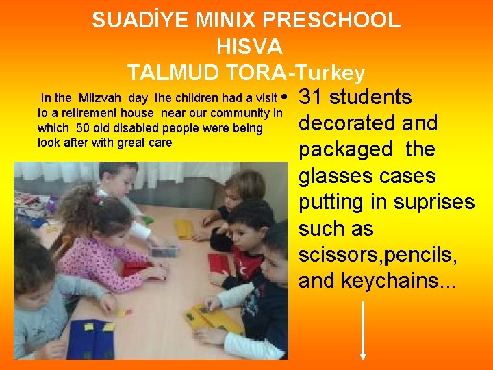 SUADİYE MINIX PRESCHOOL HISVA TALMUD TORA-Turkey In the Mitzvah day the children had a