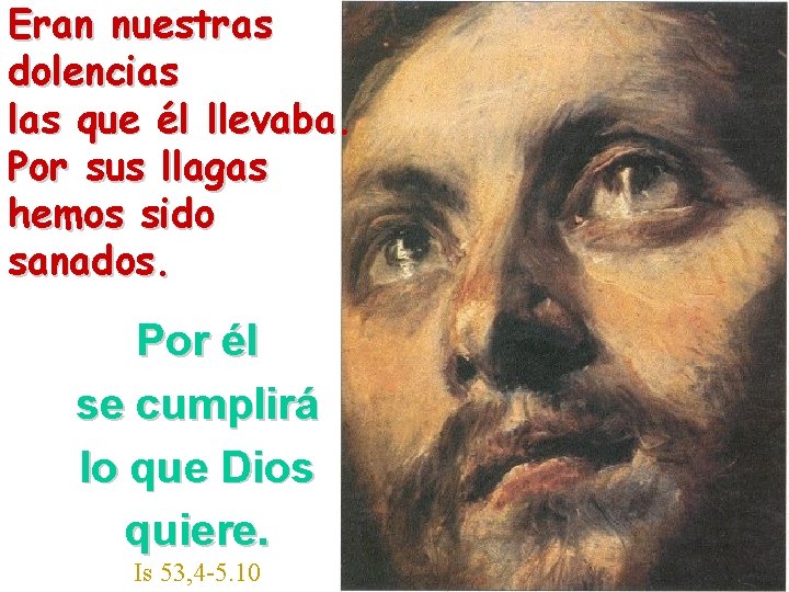 Eran nuestras dolencias las que él llevaba. Por sus llagas hemos sido sanados. Por