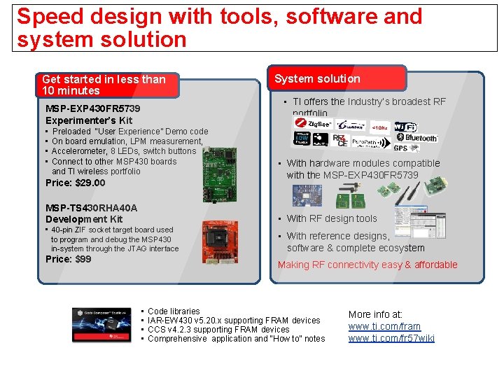 Speed design with tools, software and system solution Get started in less than 10