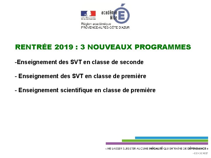 RENTRÉE 2019 : 3 NOUVEAUX PROGRAMMES -Enseignement des SVT en classe de seconde -