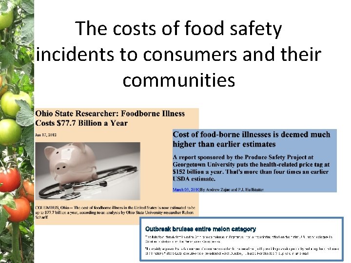 The costs of food safety incidents to consumers and their communities 