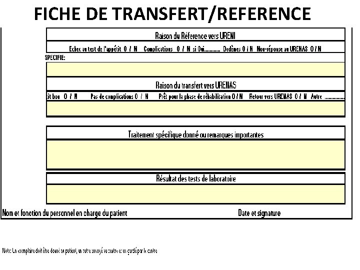 FICHE DE TRANSFERT/REFERENCE 
