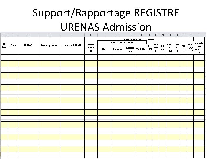 Support/Rapportage REGISTRE URENAS Admission 