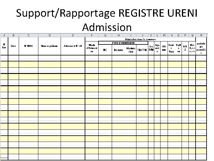 Support/Rapportage REGISTRE URENI Admission 