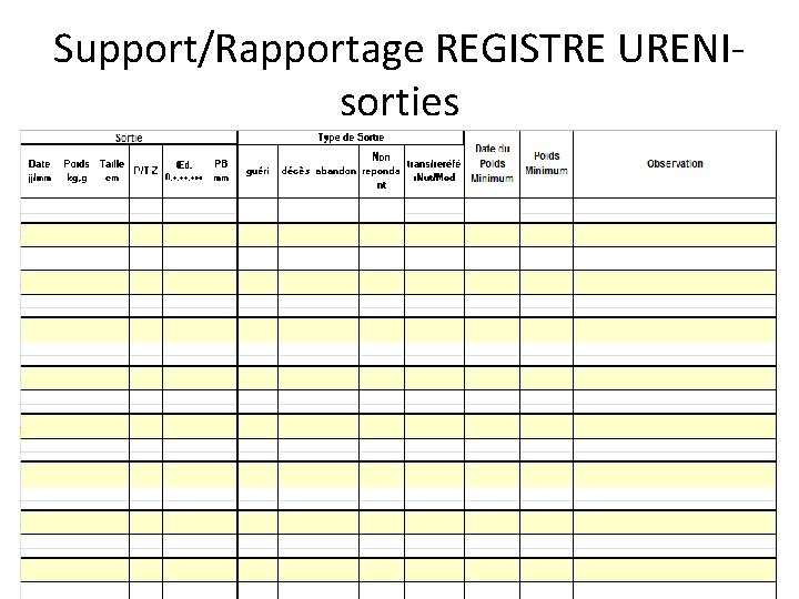 Support/Rapportage REGISTRE URENIsorties 