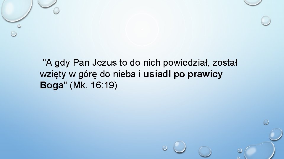 "A gdy Pan Jezus to do nich powiedział, został wzięty w górę do nieba