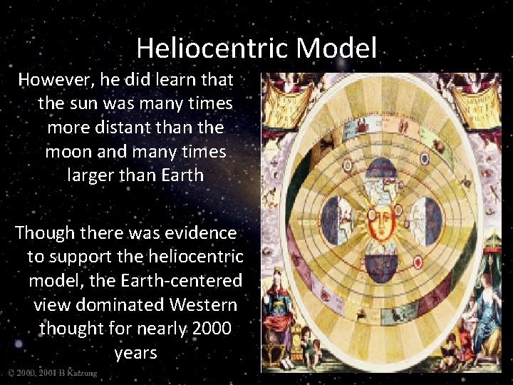 Heliocentric Model However, he did learn that the sun was many times more distant