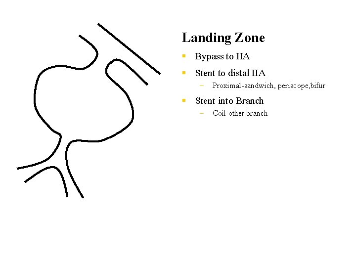 Landing Zone § Bypass to IIA § Stent to distal IIA – Proximal-sandwich, periscope,