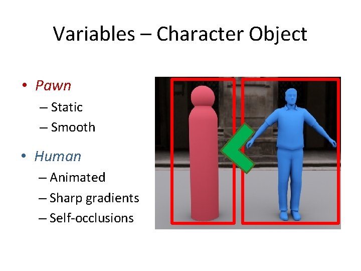 Variables – Character Object • Pawn – Static – Smooth • Human – Animated