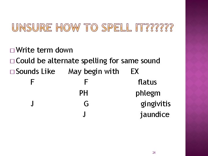 � Write term down � Could be alternate spelling for same sound � Sounds