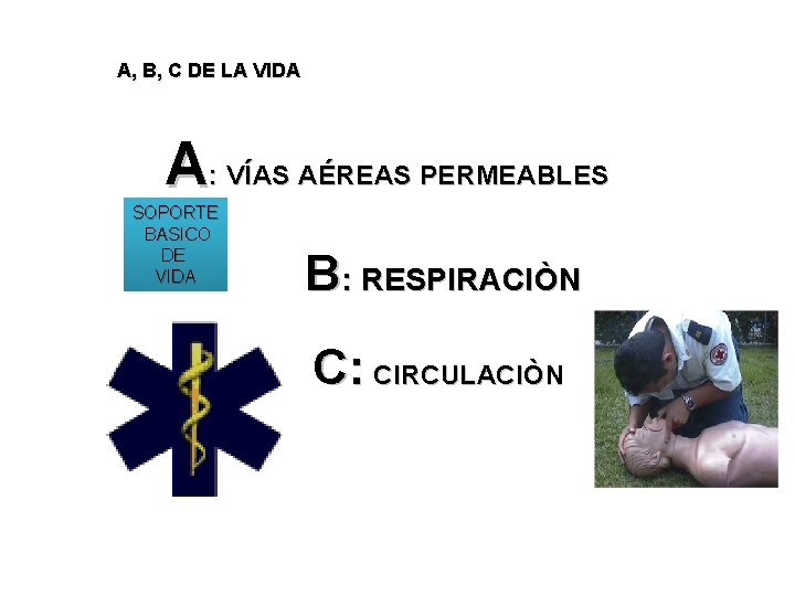 A, B, C DE LA VIDA A: VÍAS AÉREAS PERMEABLES SOPORTE BASICO DE VIDA