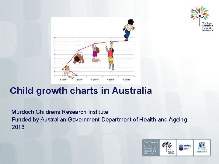 Child growth charts in Australia Murdoch Childrens Research Institute Funded by Australian Government Department