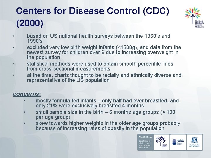 Centers for Disease Control (CDC) (2000) • based on US national health surveys between