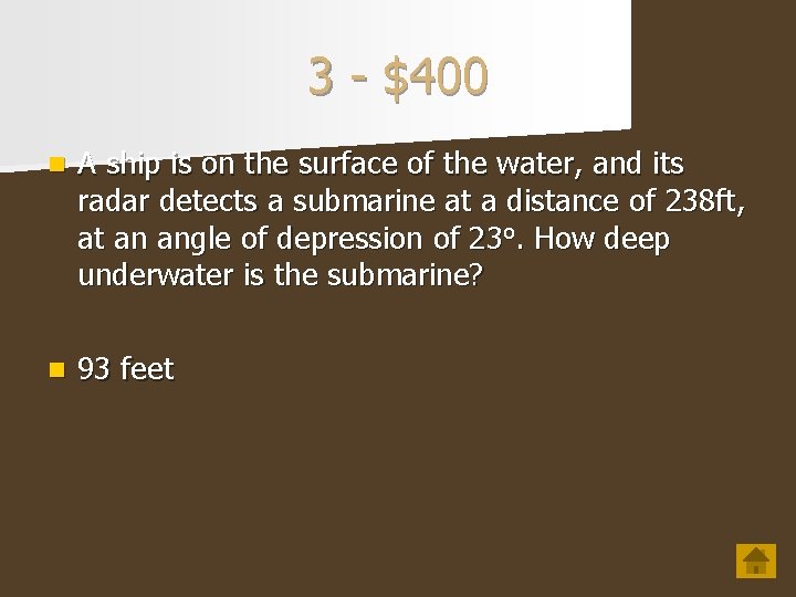 3 - $400 n A ship is on the surface of the water, and