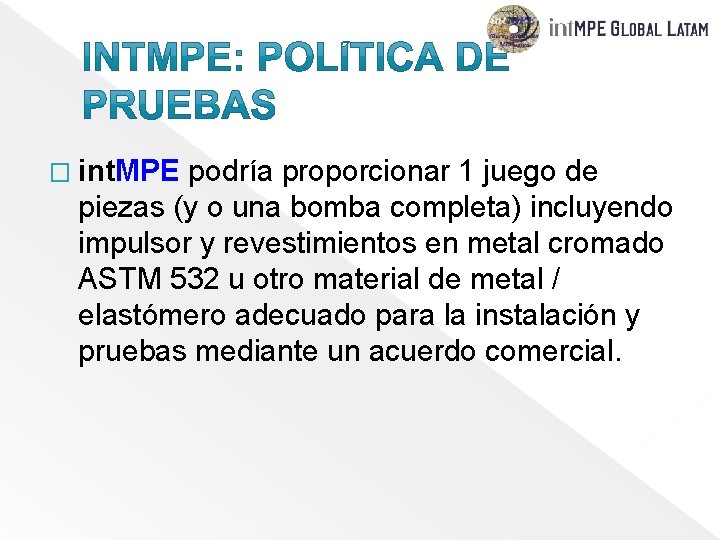 � int. MPE podría proporcionar 1 juego de piezas (y o una bomba completa)