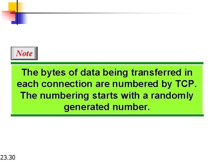 Note The bytes of data being transferred in each connection are numbered by TCP.