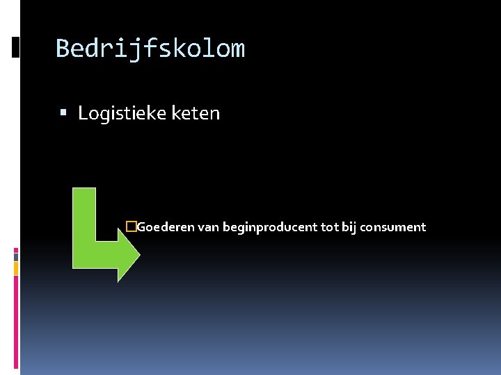 Bedrijfskolom Logistieke keten �Goederen van beginproducent tot bij consument 