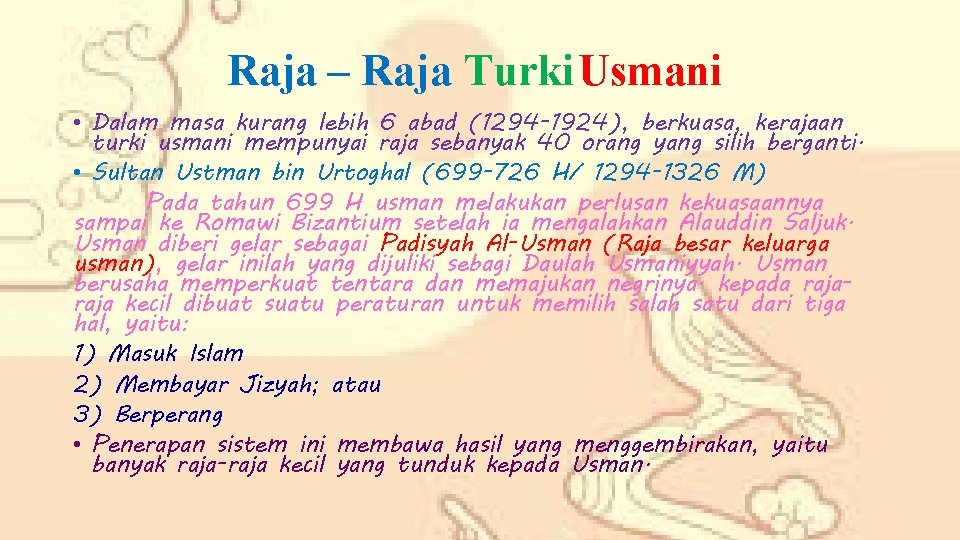 Assalamualaikum Wr Wb Turki Usmani Oleh Anggraini Dwi