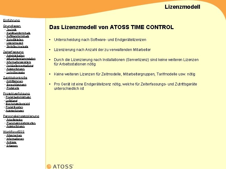 Lizenzmodell Einführung Grundlagen - Technik - Hardwareterminals - Softwareterminals - Schnittstellen - Lizenzmodell -