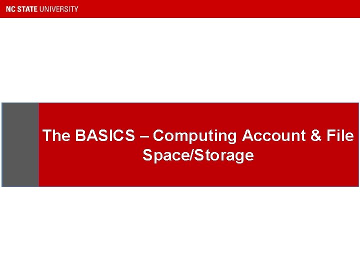 The BASICS – Computing Account & File Space/Storage 