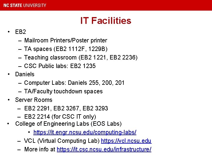 IT Facilities • EB 2 – Mailroom Printers/Poster printer – TA spaces (EB 2