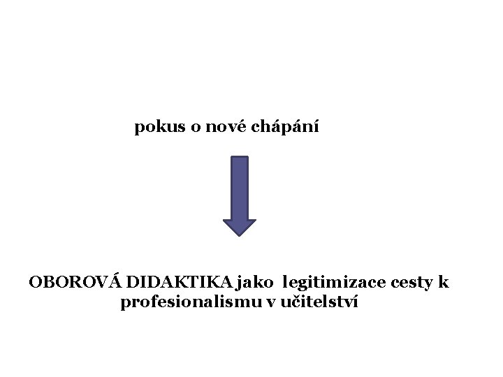 pokus o nové chápání OBOROVÁ DIDAKTIKA jako legitimizace cesty k profesionalismu v učitelství pokus o nové chápání OBOROVÁ DIDAKTIKA jako legitimizace cesty k profesionalismu v učitelství