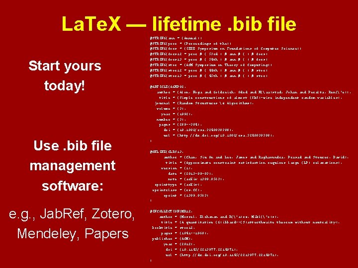 La. Te. X — lifetime. bib file Start yours today! Use. bib file management