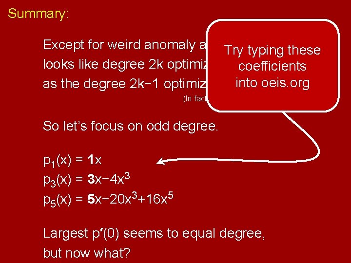 Summary: Except for weird anomaly at degree 2, these Try typing looks like degree