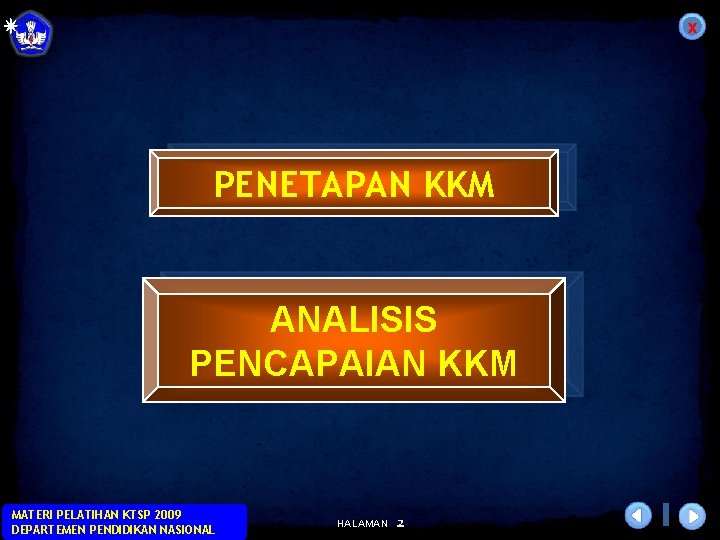 x PENETAPAN KKM ANALISIS PENCAPAIAN KKM MATERI PELATIHAN KTSP 2009 DEPARTEMEN PENDIDIKAN NASIONAL HALAMAN