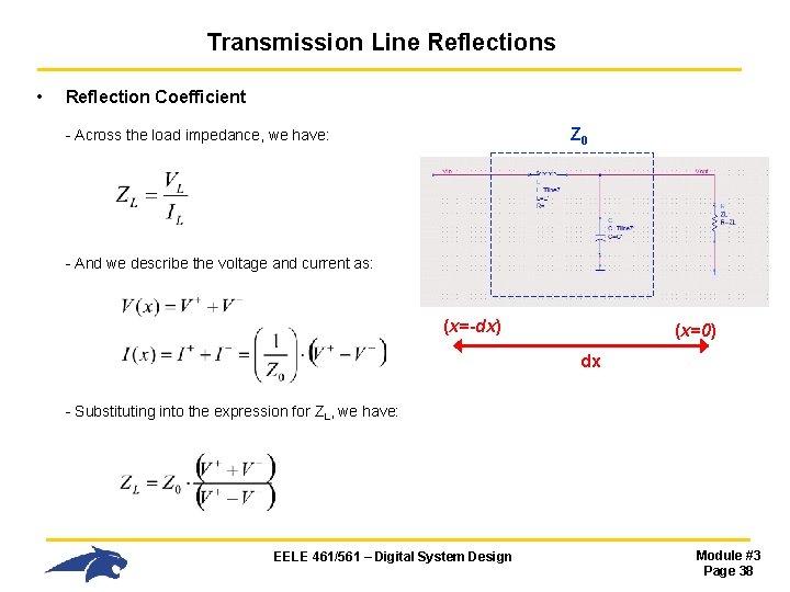 Transmission Line Reflections • Reflection Coefficient Z 0 - Across the load impedance, we Transmission Line Reflections • Reflection Coefficient Z 0 - Across the load impedance, we