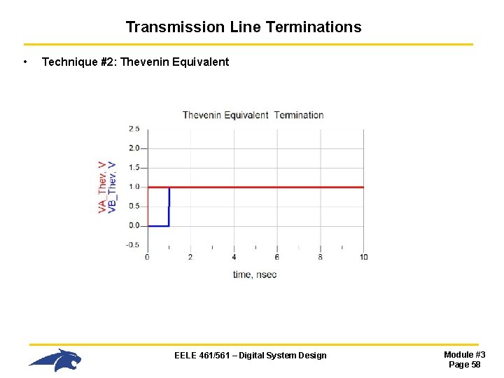 Transmission Line Terminations • Technique #2: Thevenin Equivalent EELE 461/561 – Digital System Design Transmission Line Terminations • Technique #2: Thevenin Equivalent EELE 461/561 – Digital System Design