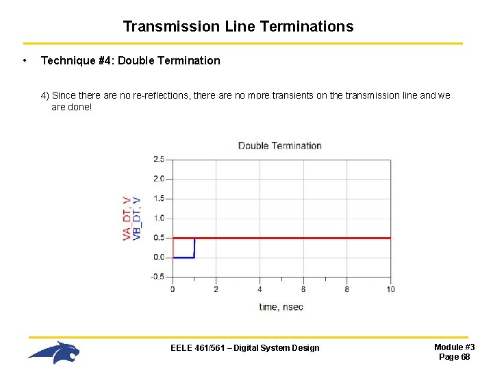 Transmission Line Terminations • Technique #4: Double Termination 4) Since there are no re-reflections, Transmission Line Terminations • Technique #4: Double Termination 4) Since there are no re-reflections,