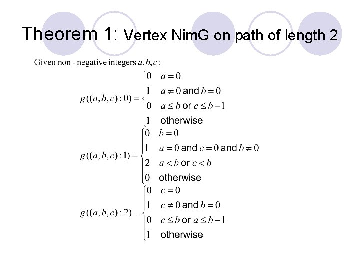 Theorem 1: Vertex Nim. G on path of length 2 