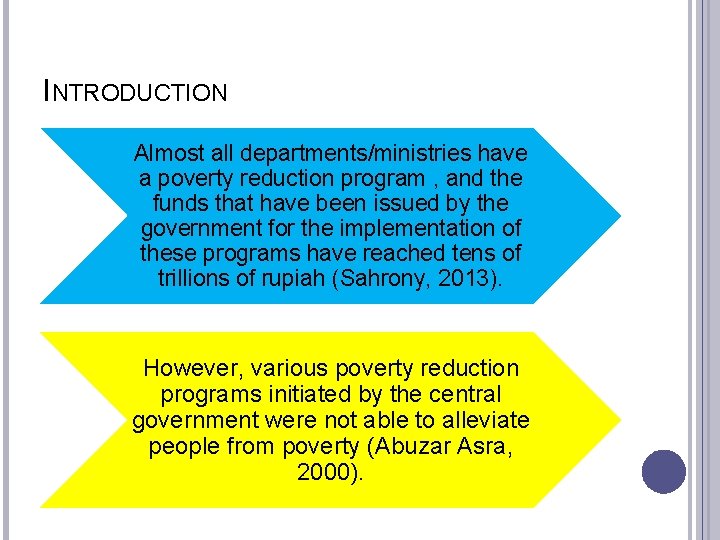 INTRODUCTION Almost all departments/ministries have a poverty reduction program , and the funds that