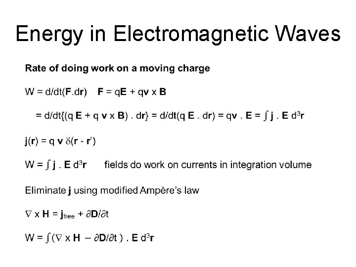 Energy in Electromagnetic Waves 