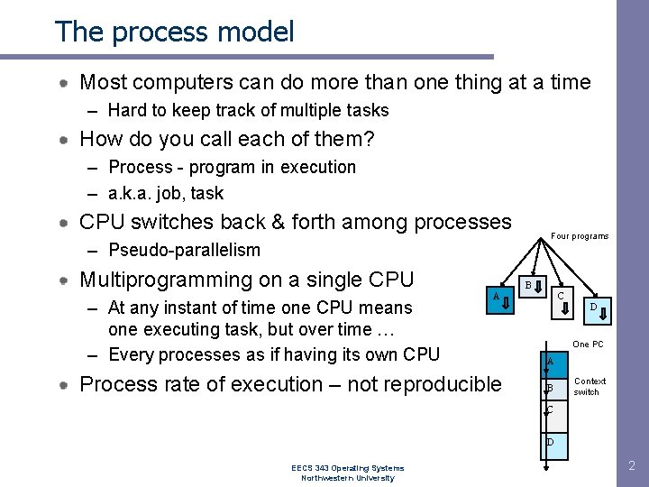 The process model Most computers can do more than one thing at a time