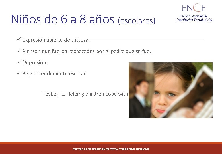 Niños de 6 a 8 años (escolares) ü Expresión abierta de tristeza. ü Piensan