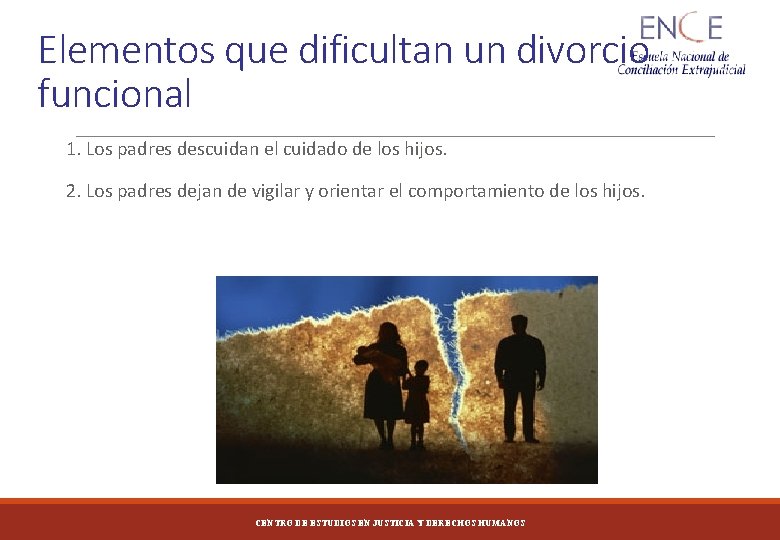 Elementos que dificultan un divorcio funcional 1. Los padres descuidan el cuidado de los