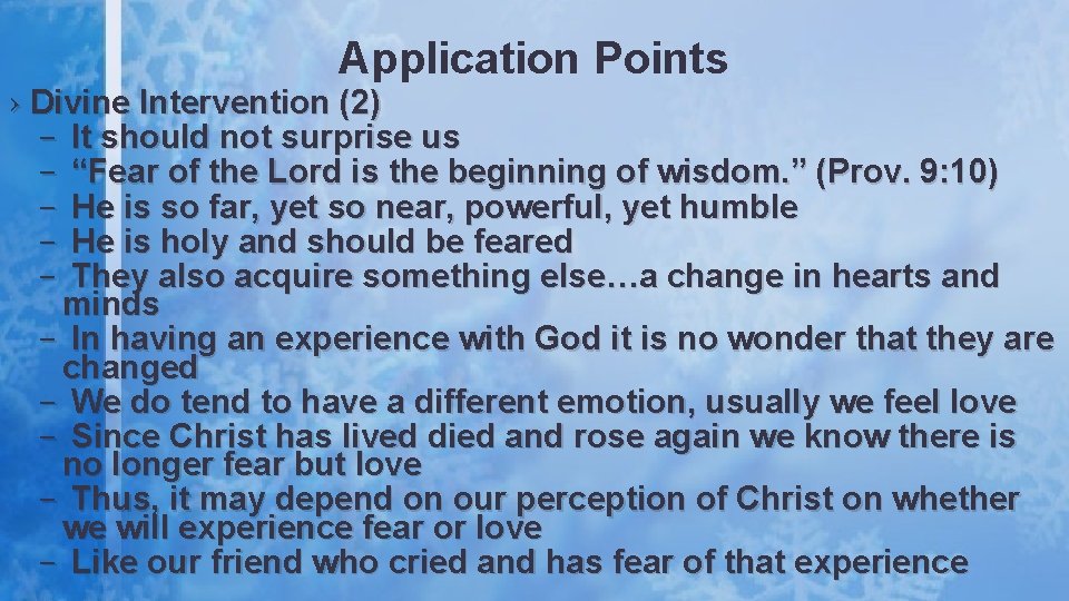Application Points › Divine Intervention (2) – It should not surprise us – “Fear